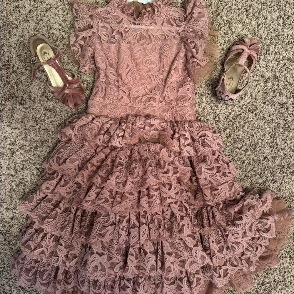 Joyfolie Lace Formal Dress and Shoes Set in Mauve
